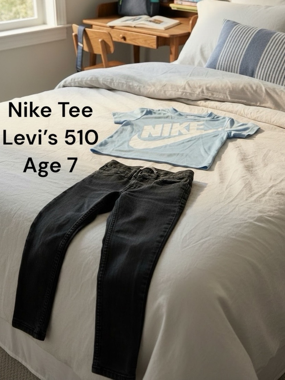 NiKE Short Sleeve Tee & LEVIS Black 510 Skinny Jeans (circa age 7)